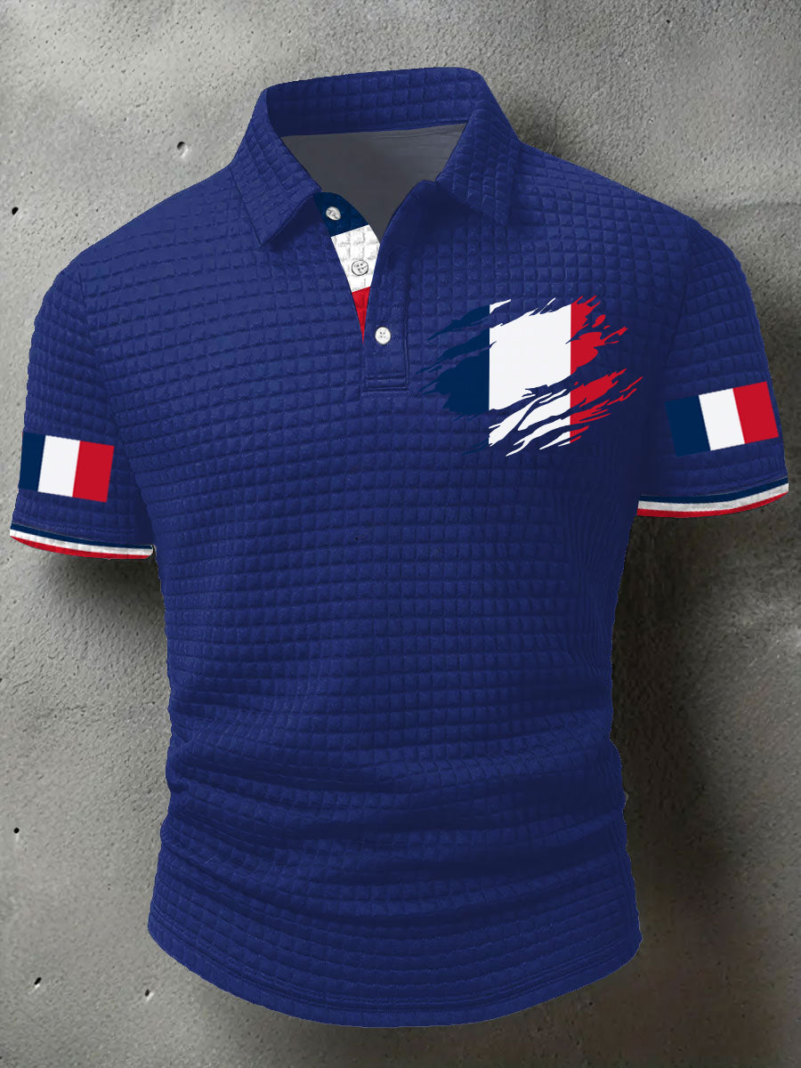 Hauts décontractés à imprimé drapeau France pour hommes