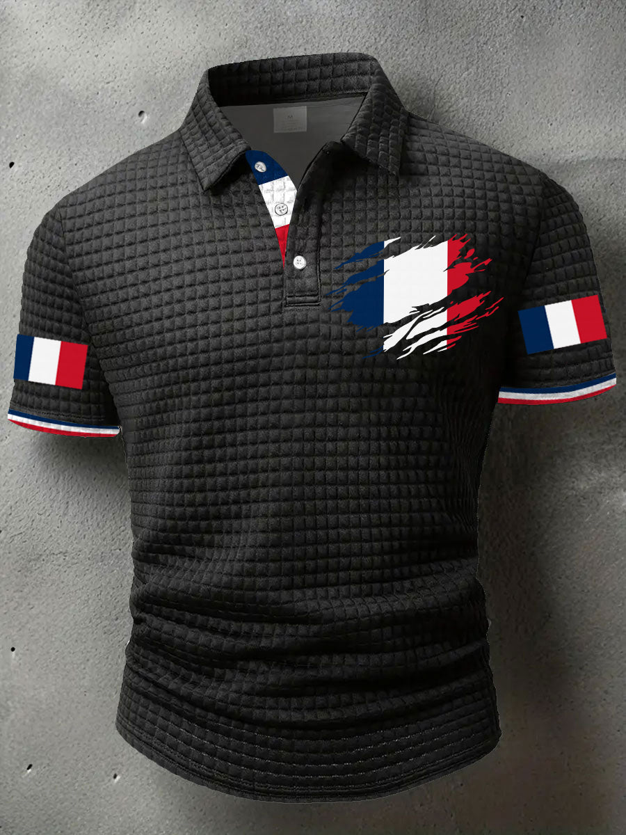 Hauts décontractés à imprimé drapeau France pour hommes