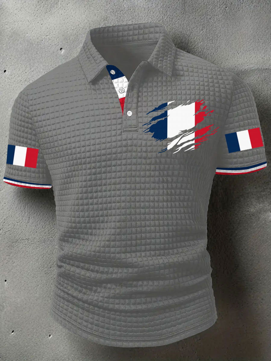 Hauts décontractés à imprimé drapeau France pour hommes