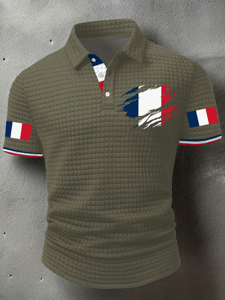 Hauts décontractés à imprimé drapeau France pour hommes