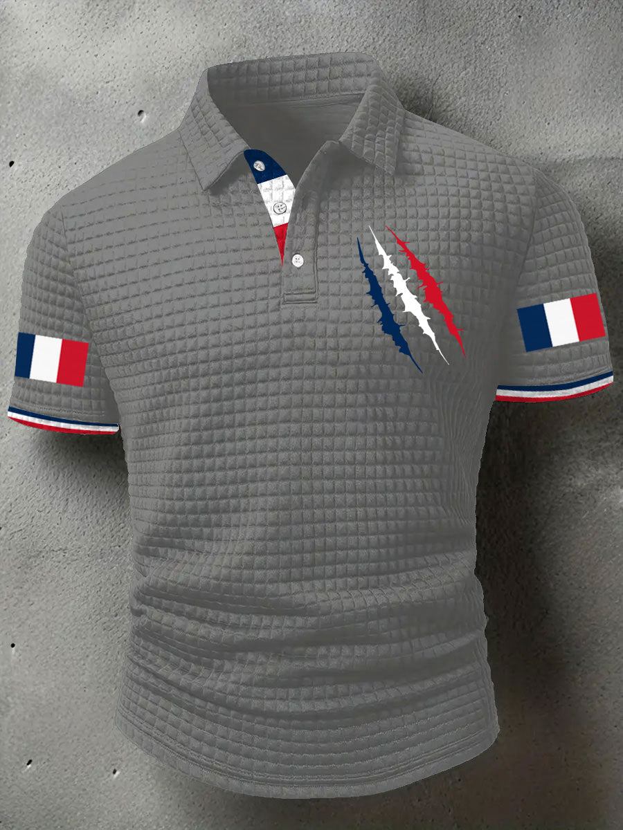 Hauts décontractés à imprimé drapeau France pour hommes