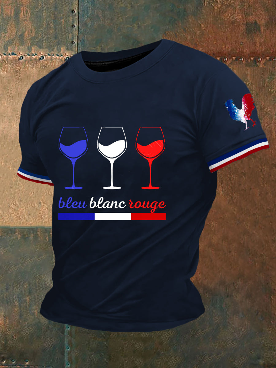 T-shirt à manches courtes Bleu Blanc Rouge Homme