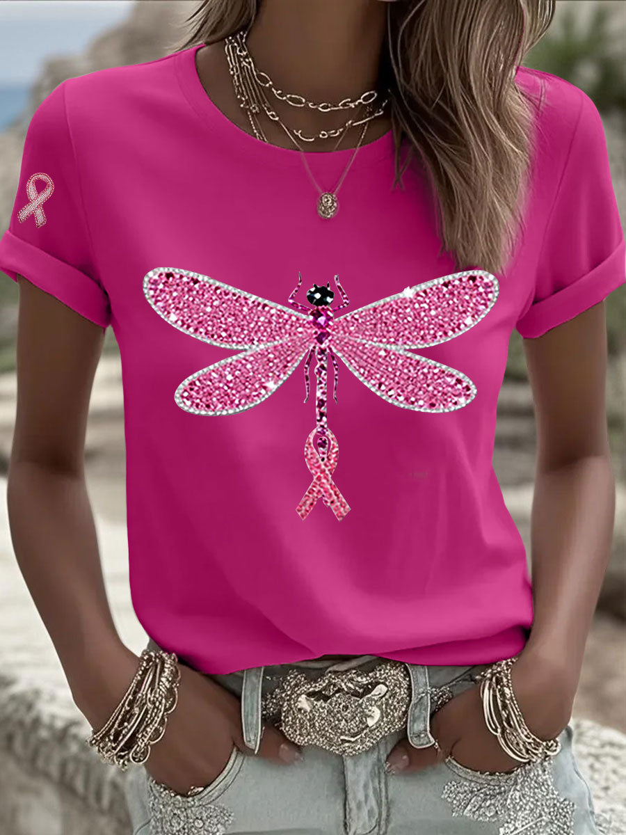 T-shirt Décontracté Femme Imprimé Ruban Rose