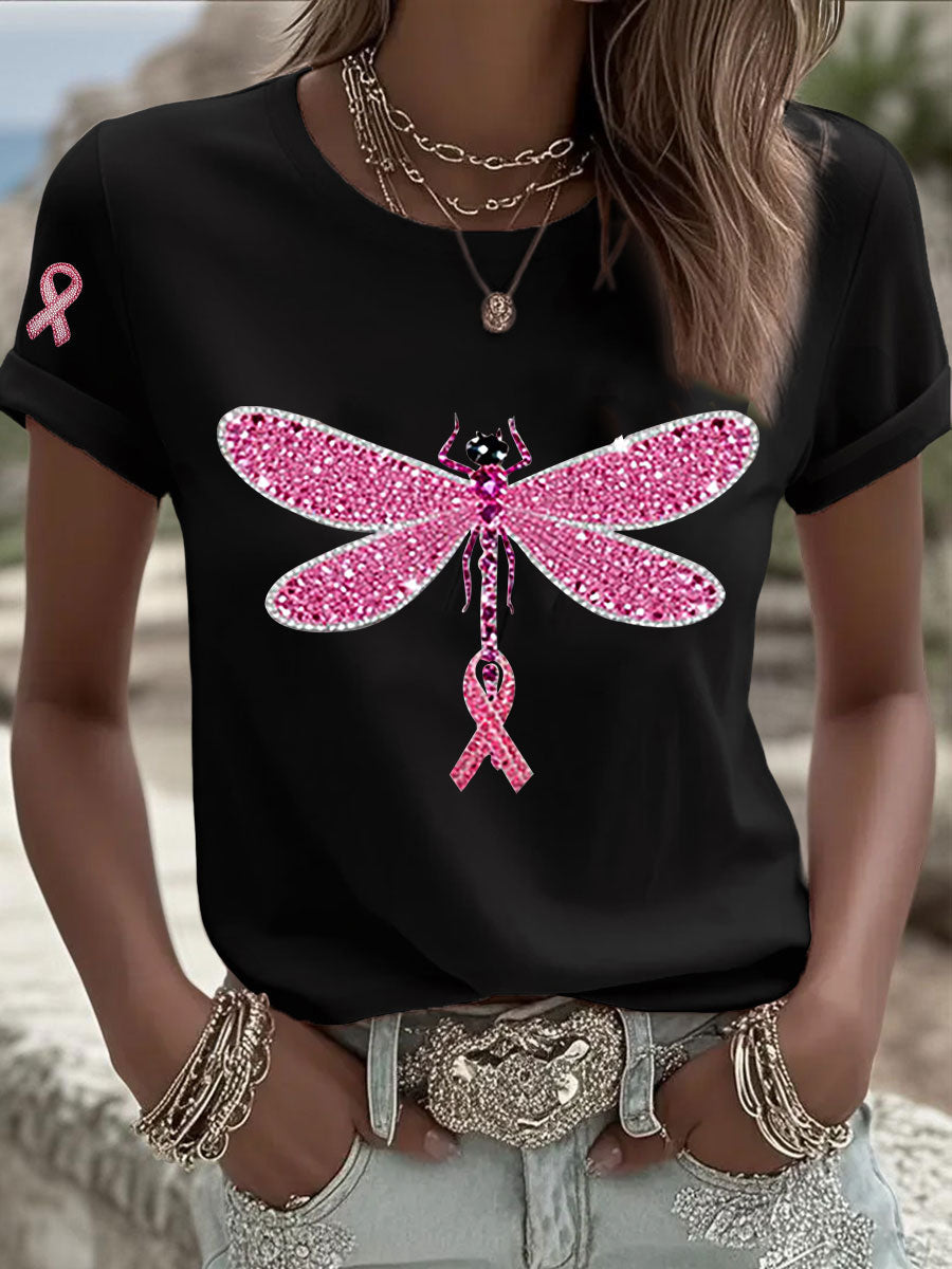T-shirt Décontracté Femme Imprimé Ruban Rose