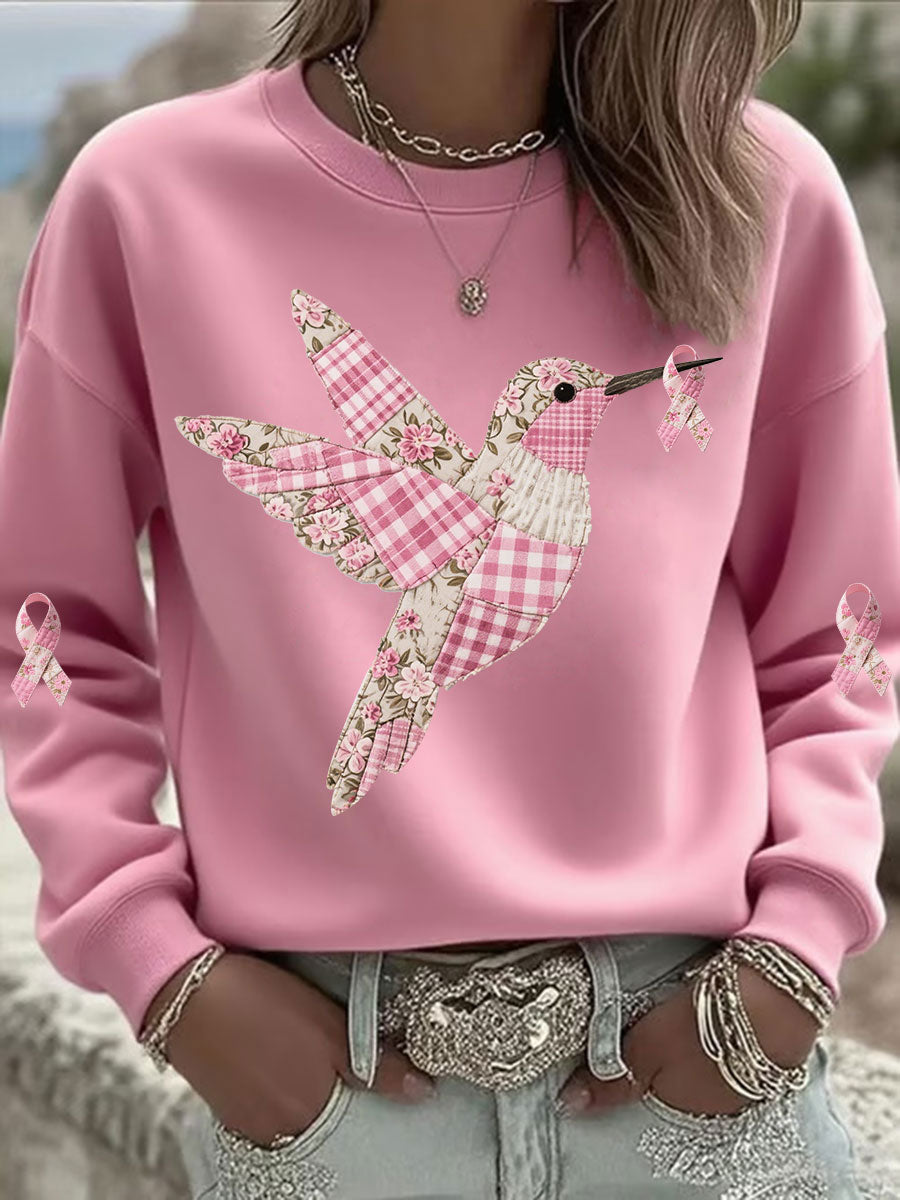 Sweatshirt Femme Rose Imprimé Colibri