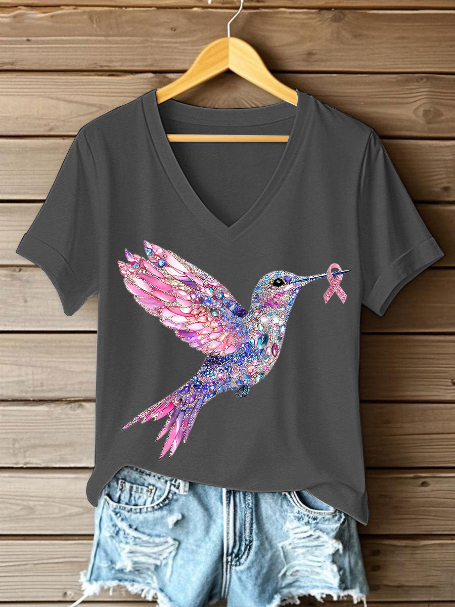 T-shirt Femme Rose Imprimé Colibri