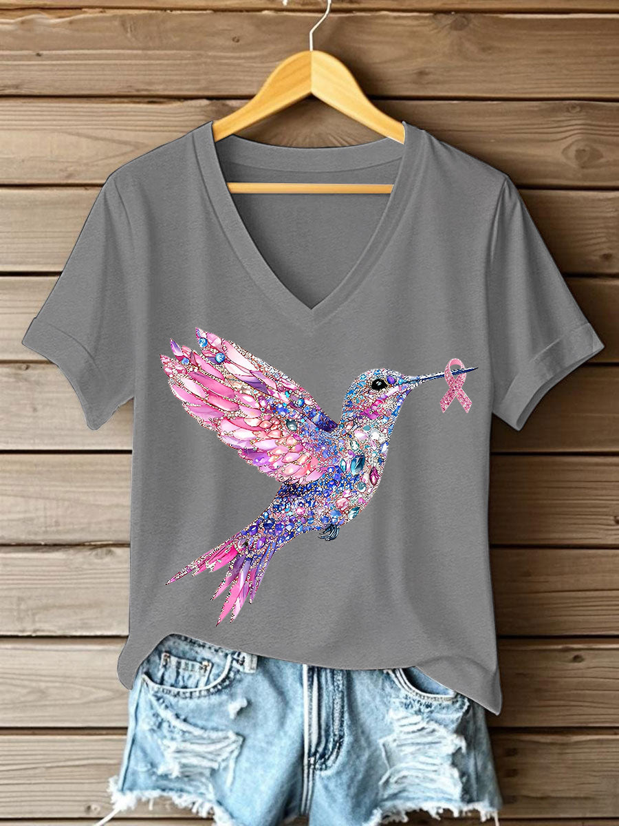 T-shirt Femme Rose Imprimé Colibri