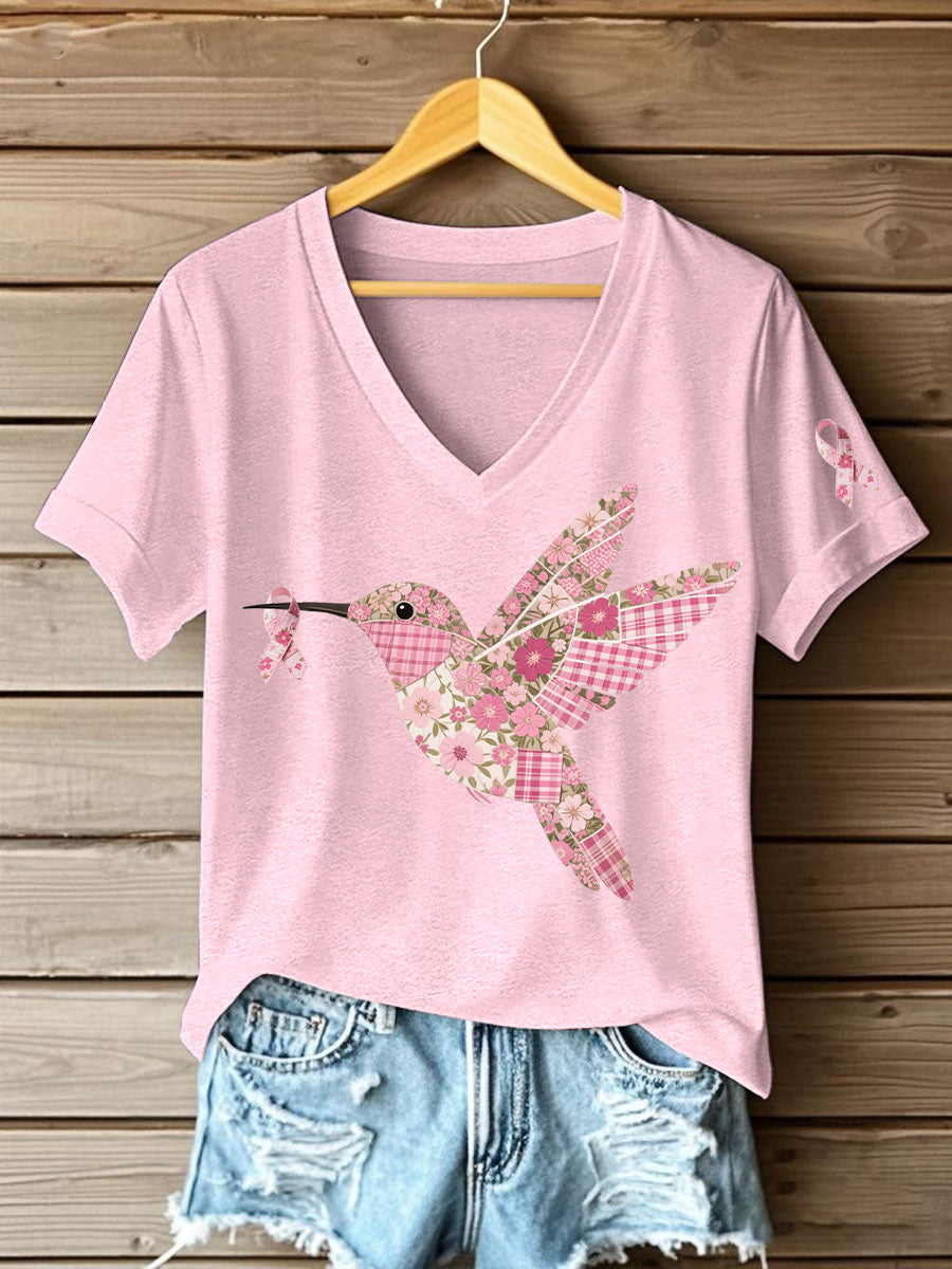 T-shirt Femme Rose Imprimé Colibri