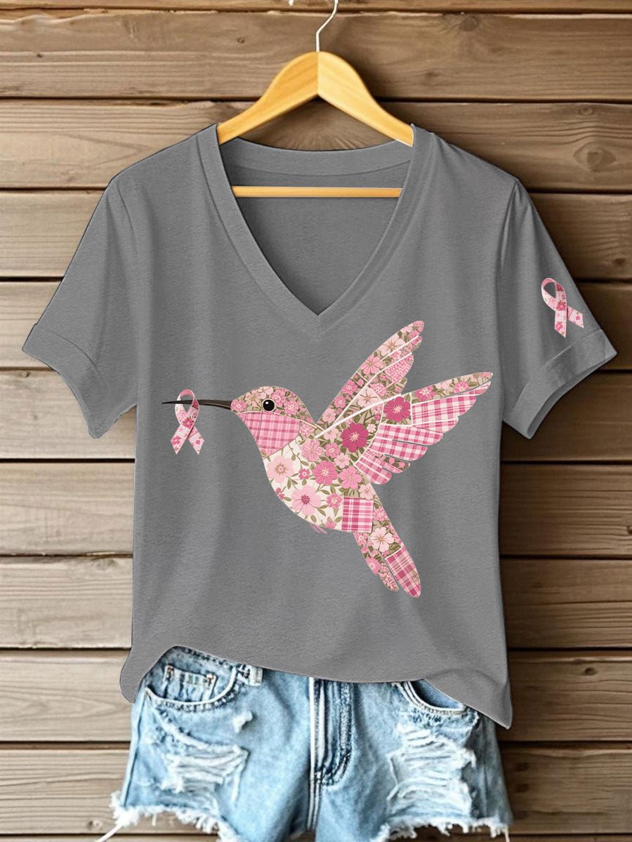 T-shirt Femme Rose Imprimé Colibri