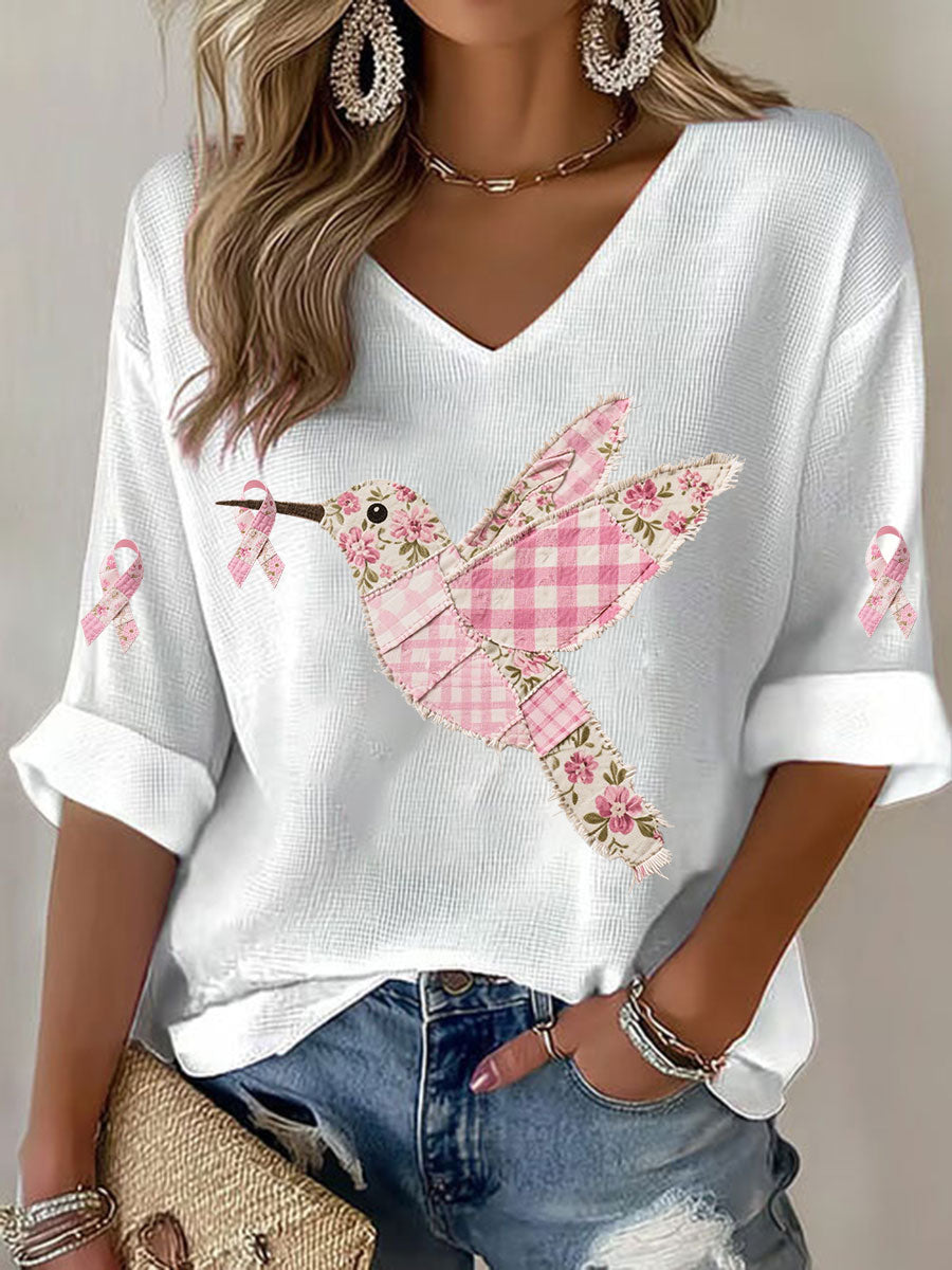 T-shirt Femme Rose Imprimé Colibri