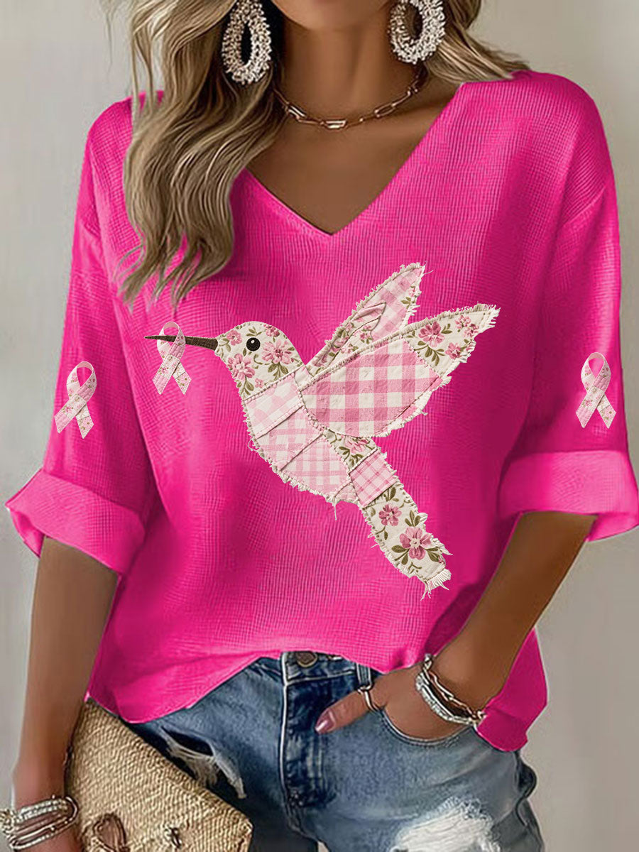 T-shirt Femme Rose Imprimé Colibri