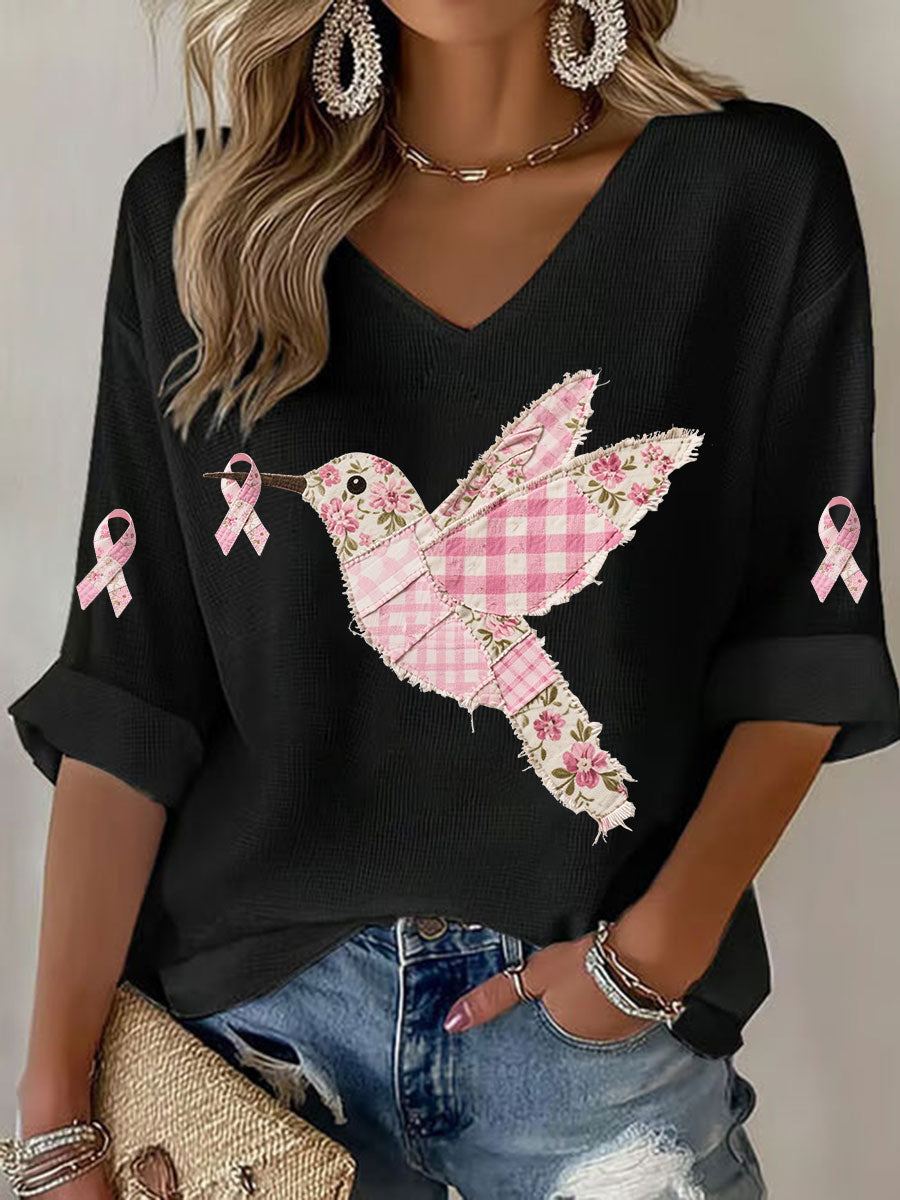 T-shirt Femme Rose Imprimé Colibri
