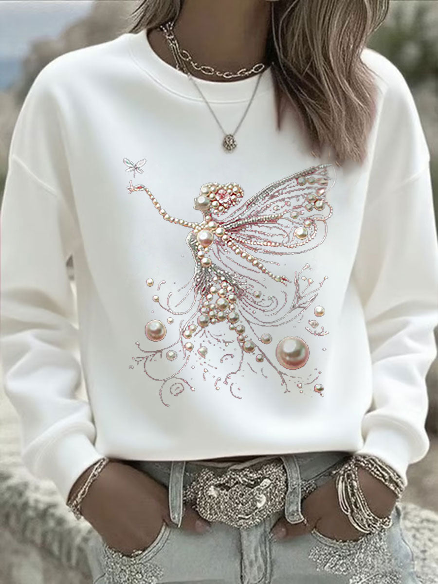 Sweat-shirt Décontracté Femme Rose Imprimé Perle