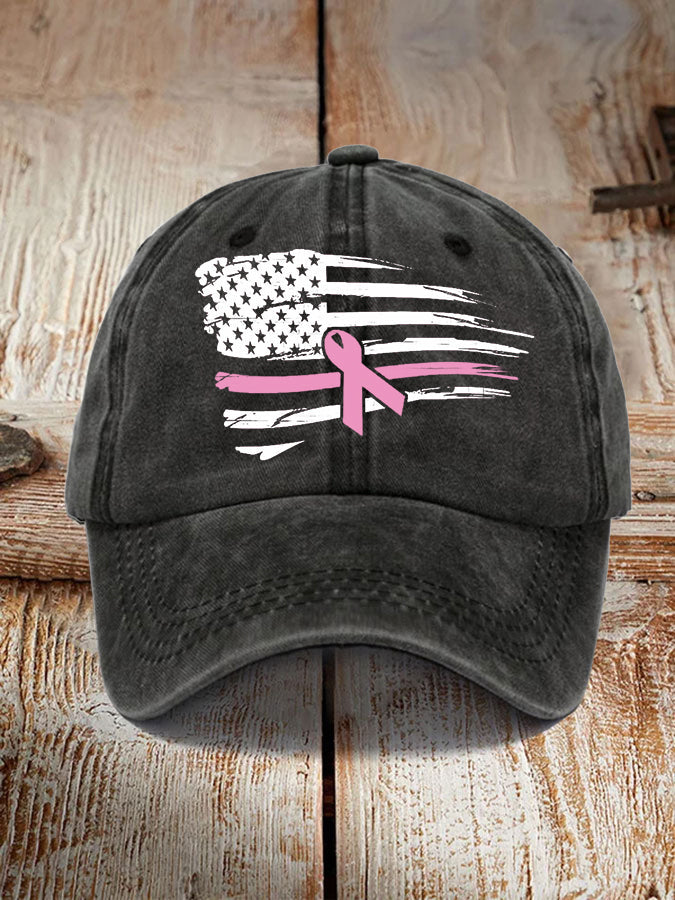 Chapeau unisexe de soutien de conscience de cancer du sein de drapeau américain de ruban rose