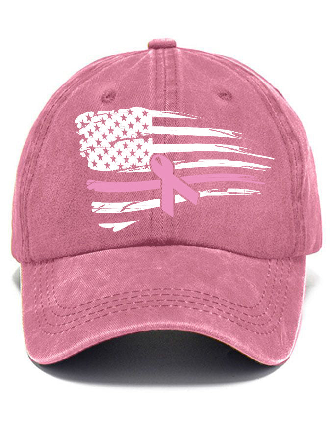 Chapeau unisexe de soutien de conscience de cancer du sein de drapeau américain de ruban rose
