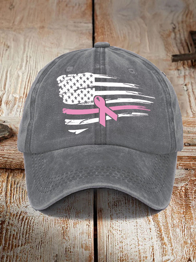 Chapeau unisexe de soutien de conscience de cancer du sein de drapeau américain de ruban rose