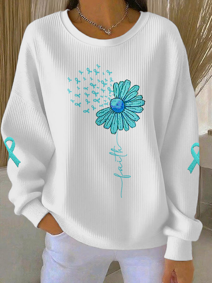 Turquoise tournesol je porte sarcelle pour ma maman ovaire Cancer sensibilisation Sweatshirt