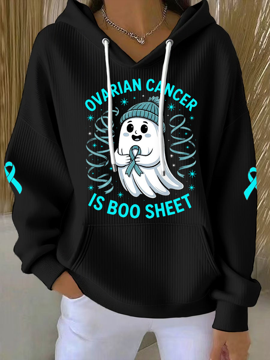 Cancer de l'ovaire des femmes est Boo feuille Halloween fantôme Teal ruban cancer de l'ovaire sensibilisation à capuche