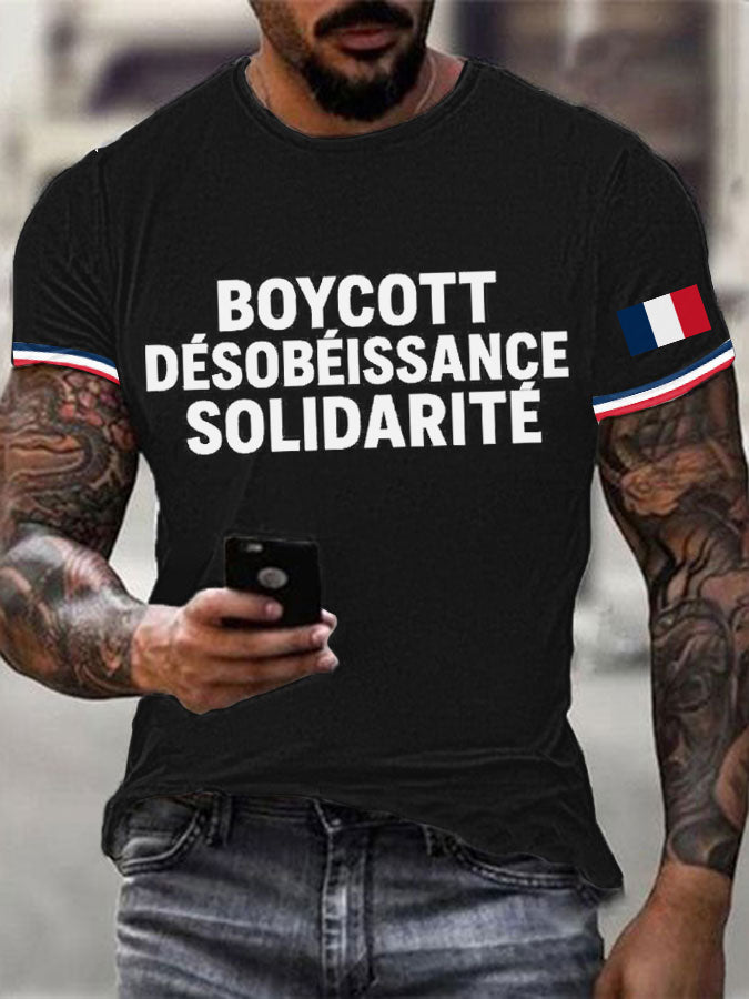 T-shirt imprimé Boycott Désobaissance Solidarité pour homme