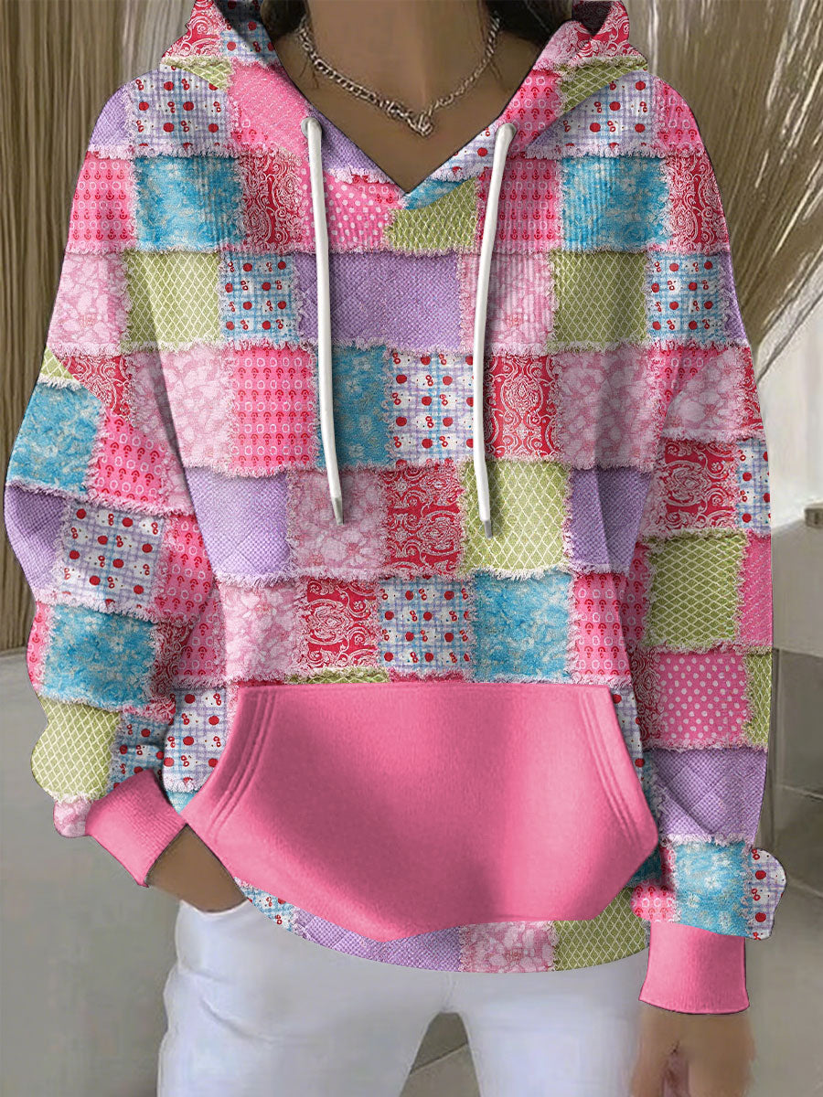Sweats à Capuche Femme Rose Imprimé Floral Géométrique Cancer Du Sein