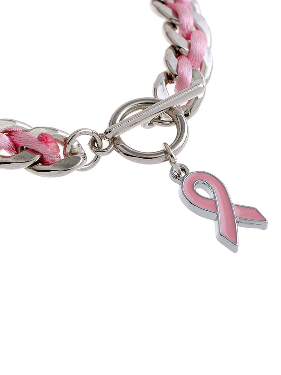 Bracelet Femme Ruban Rose Cancer Du Sein