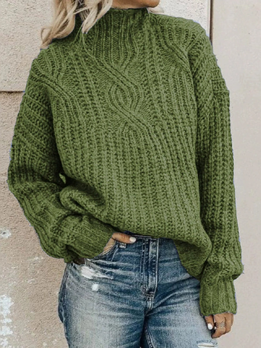 Pull à col roulé en tricot torsadé pour femmes