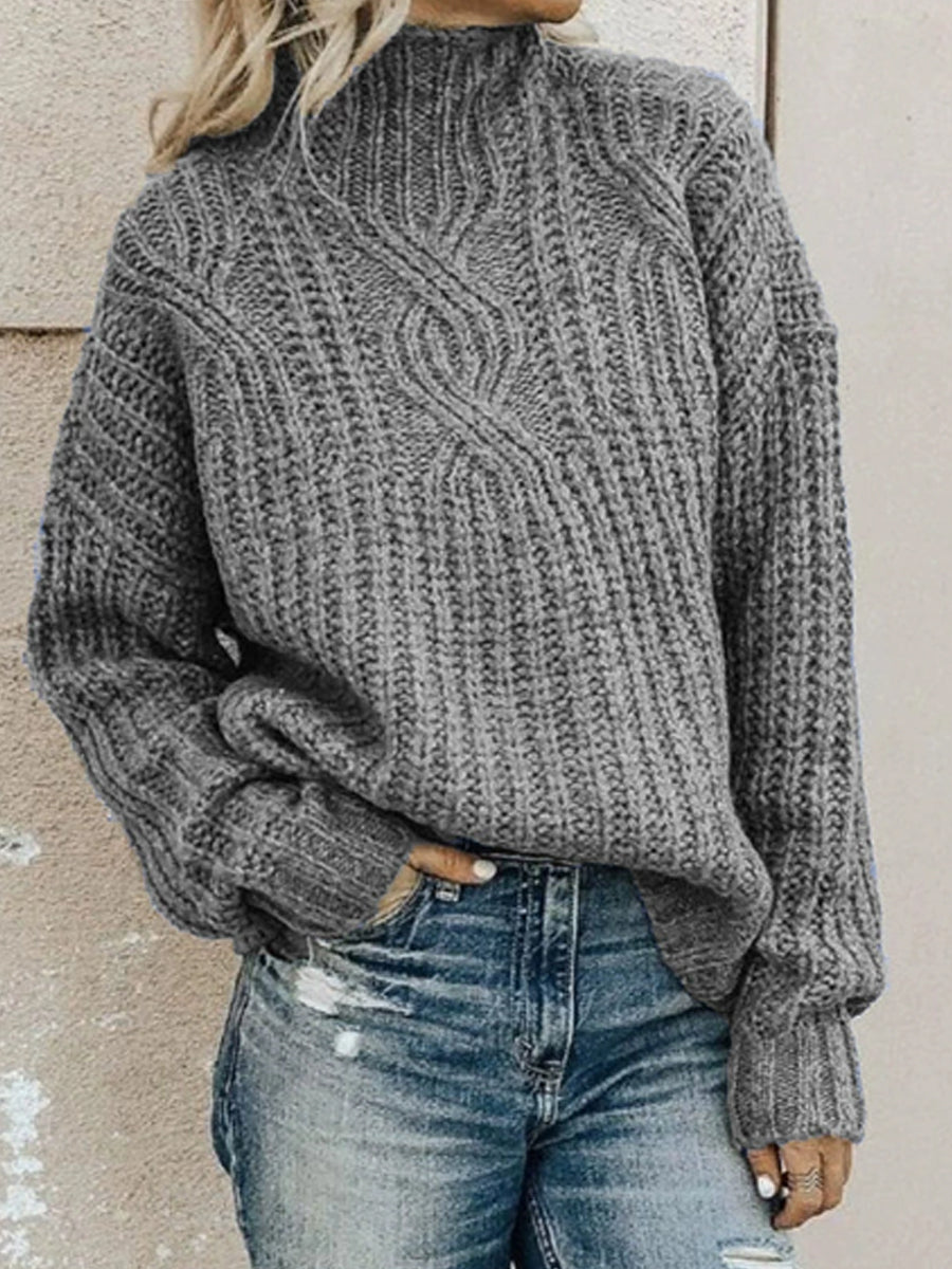 Pull à col roulé en tricot torsadé pour femmes