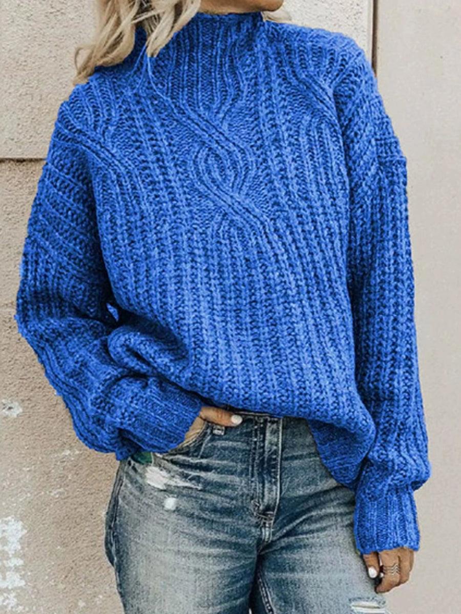 Pull à col roulé en tricot torsadé pour femmes