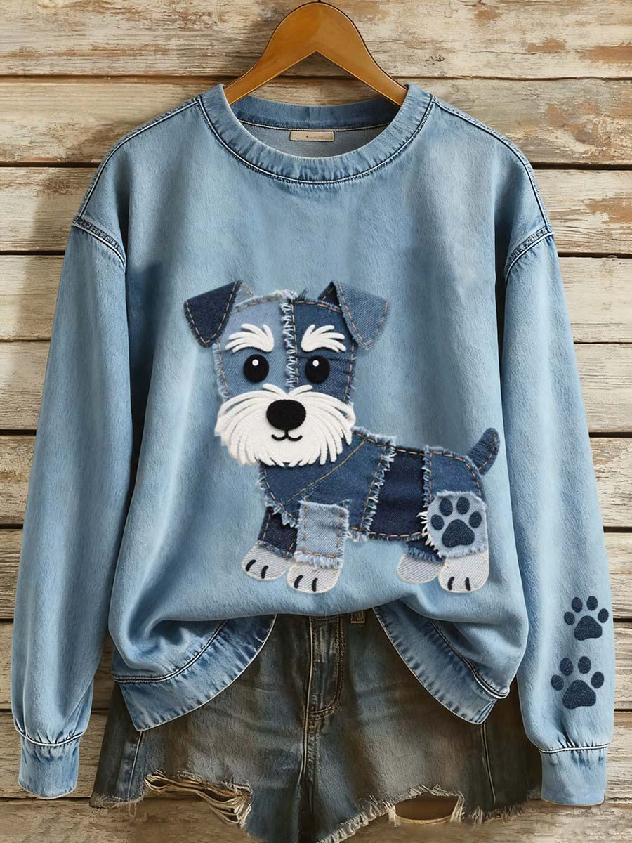 Belle Schnauzer chien Patchwork Art Sweatshirt des femmes