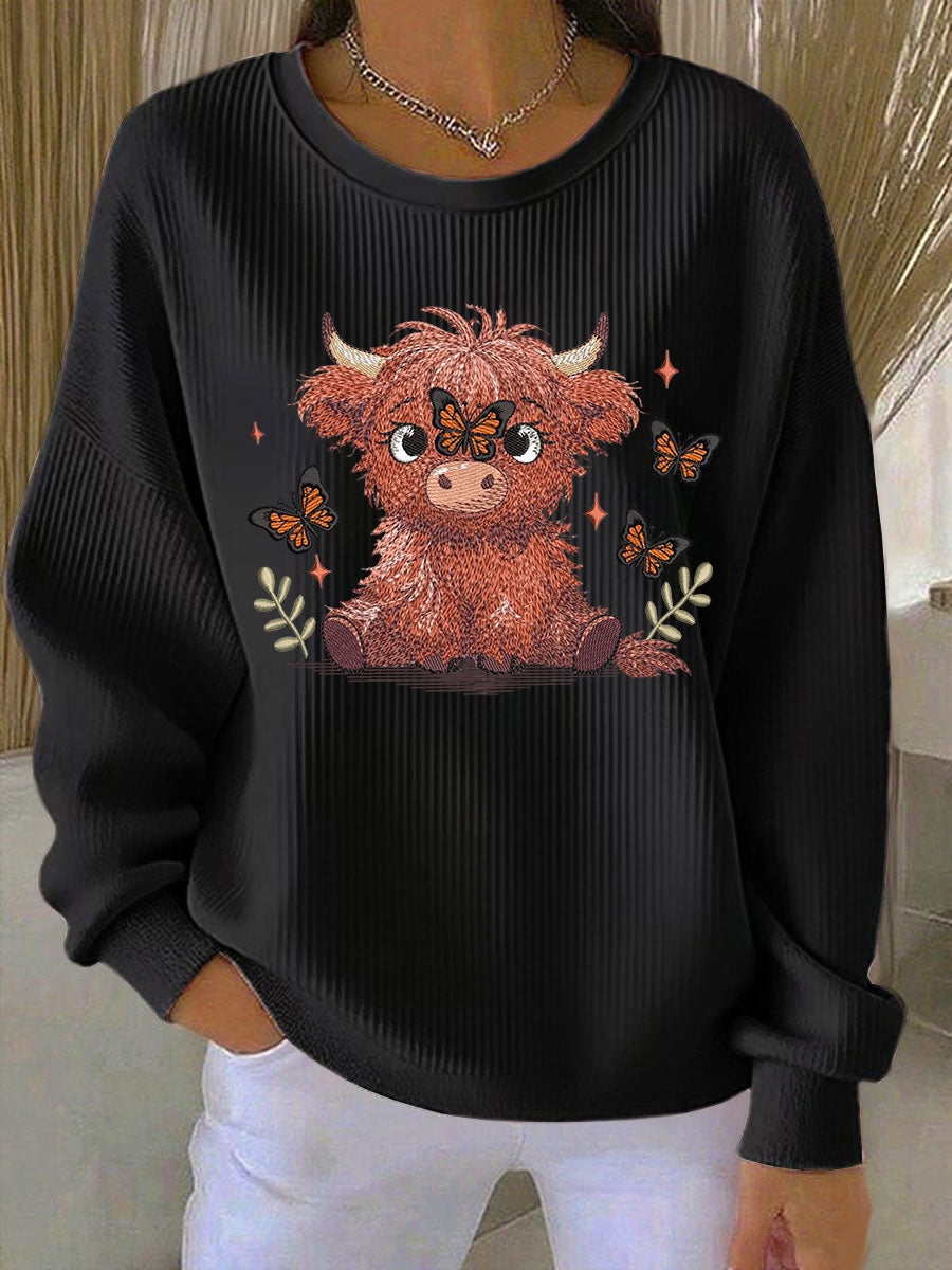 Sweat-shirt Highland Cow Print Femme