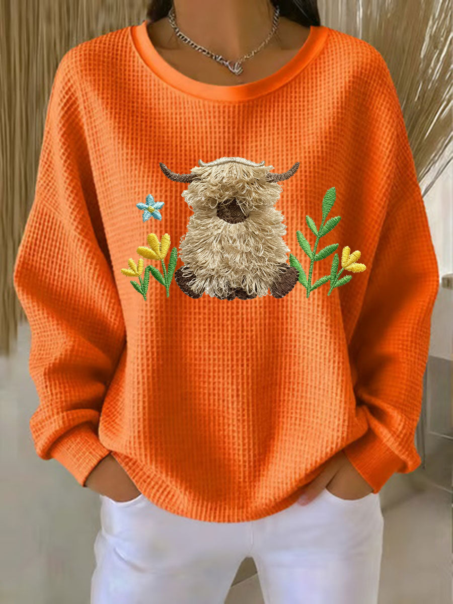 Sweat-shirt Highland Cow Print Femme
