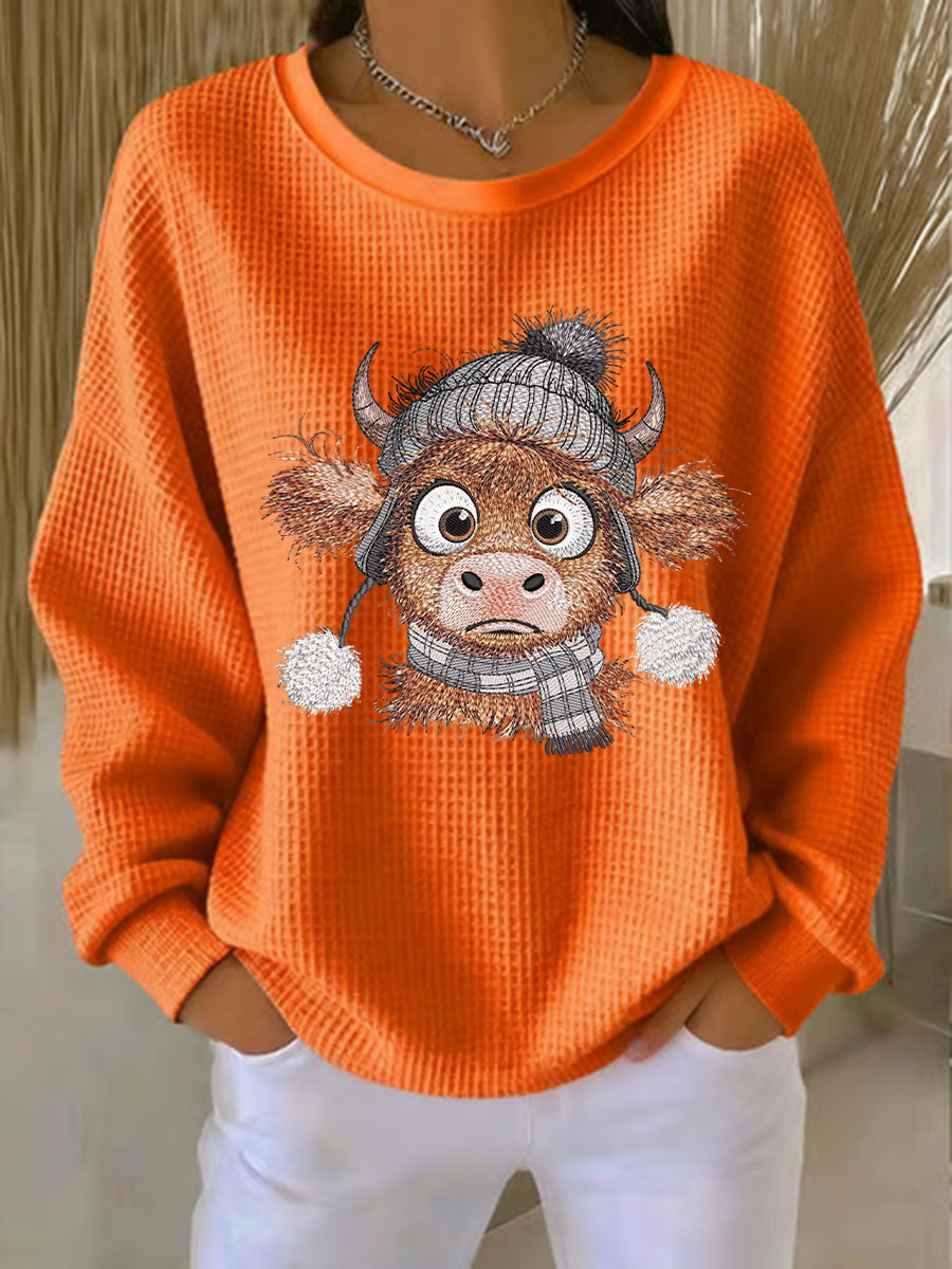 Sweat-shirt Highland Cow Print Femme