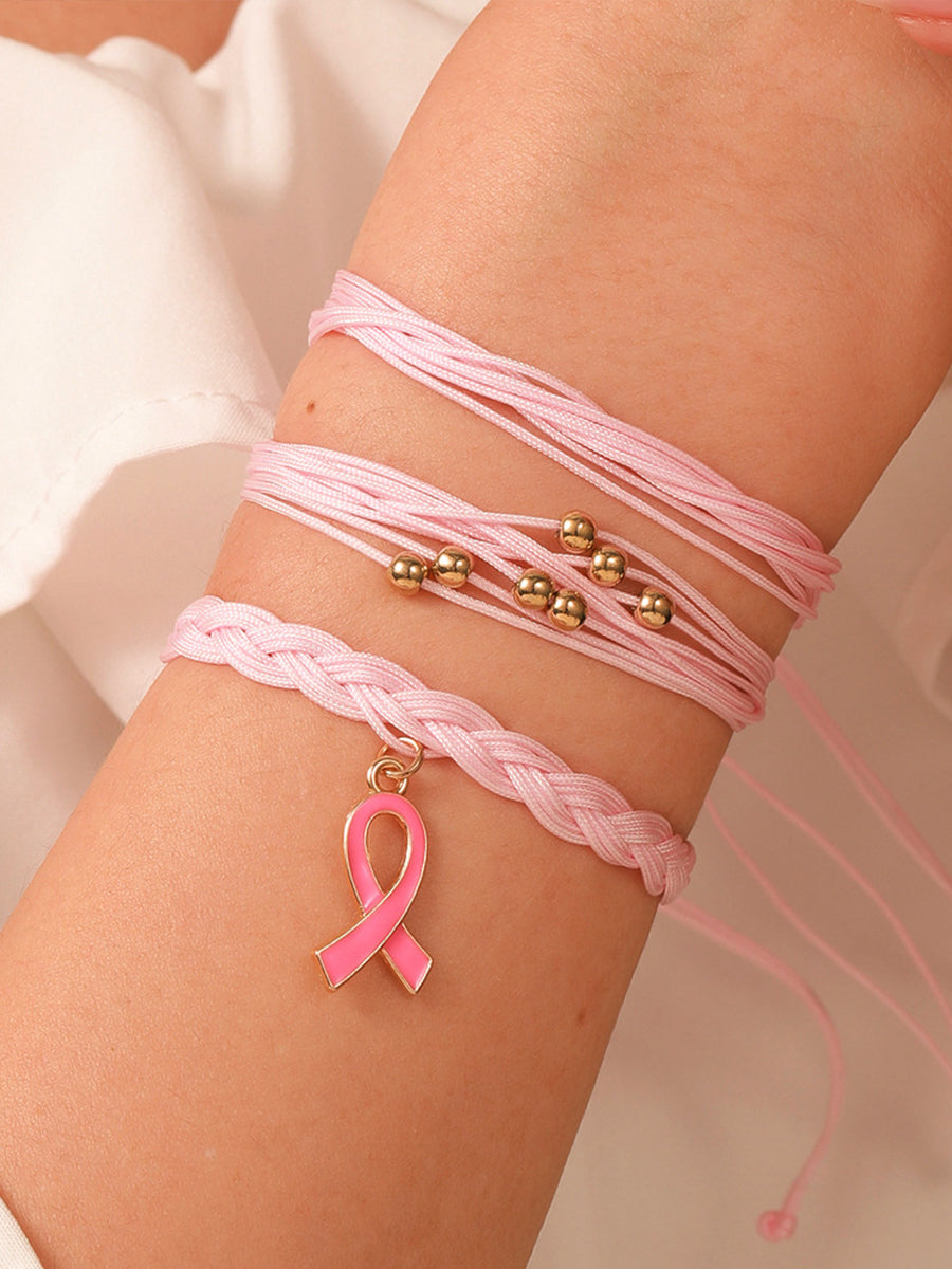 Sensibilisation au cancer du sein des femmes ensemble de bracelet ruban rose