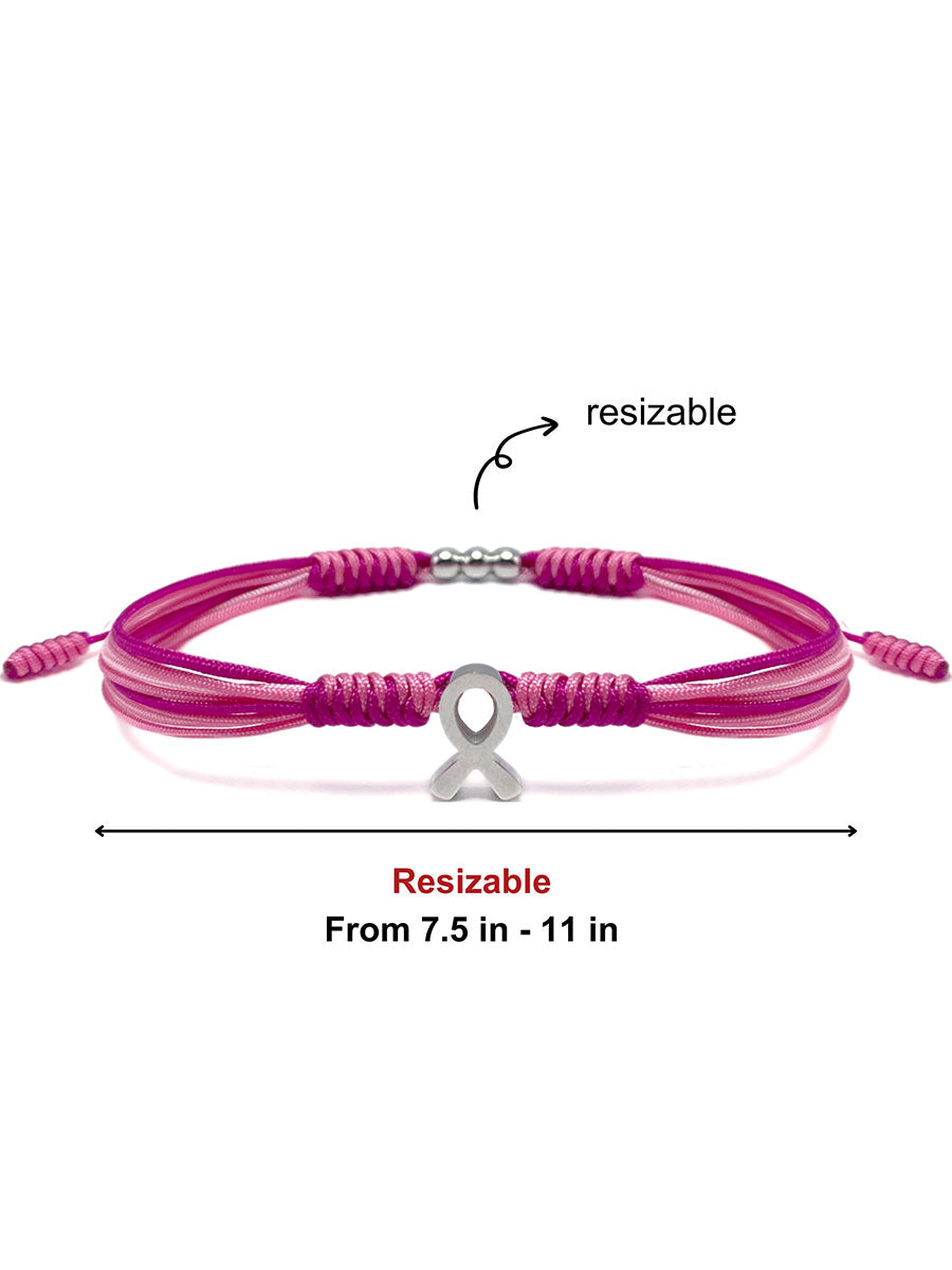 Bracelet ajustable Femme Cancer du sein Ruban Rose