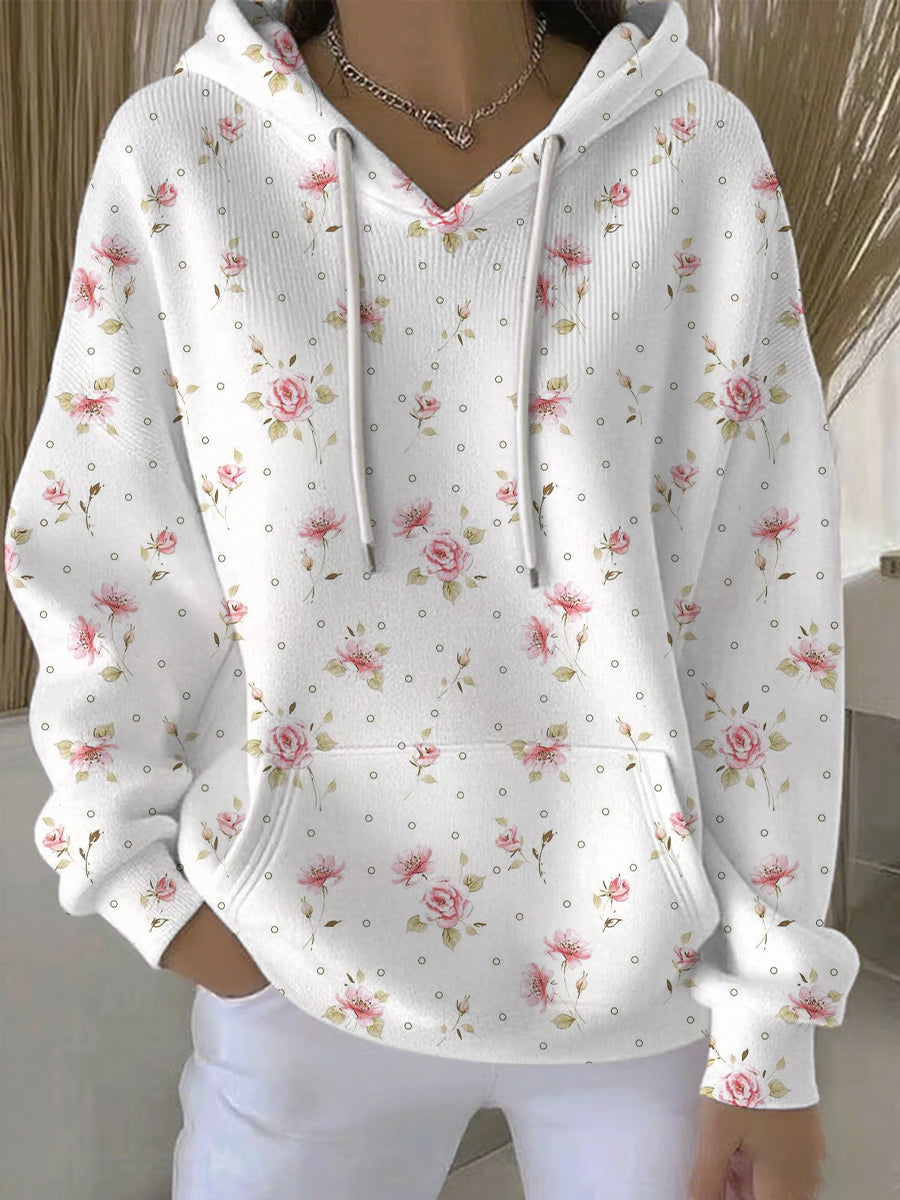 Sweat à Capuche Décontracté Femme Rose Cancer Du Sein Imprimé