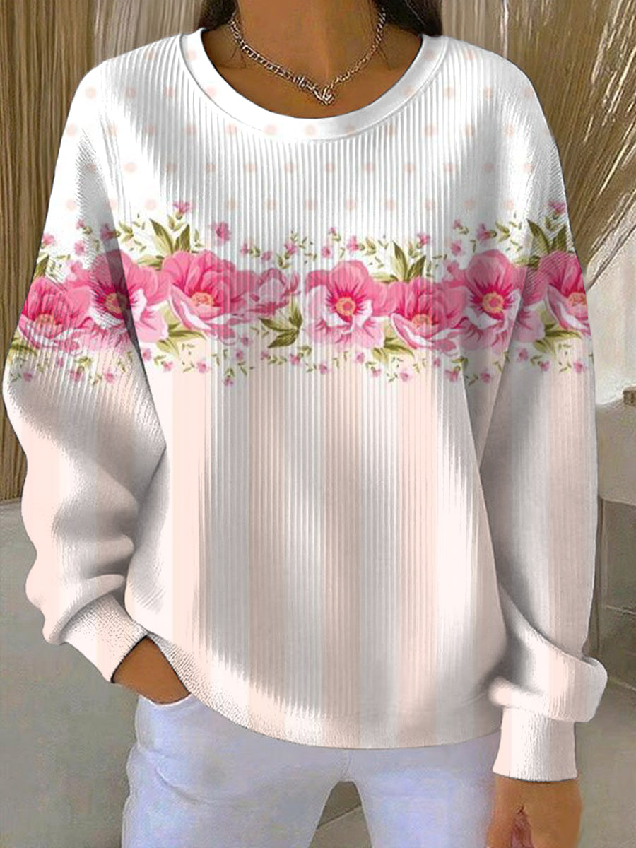 Sweatshirt Décontracté Femme Rose Imprimé Cancer Du Sein
