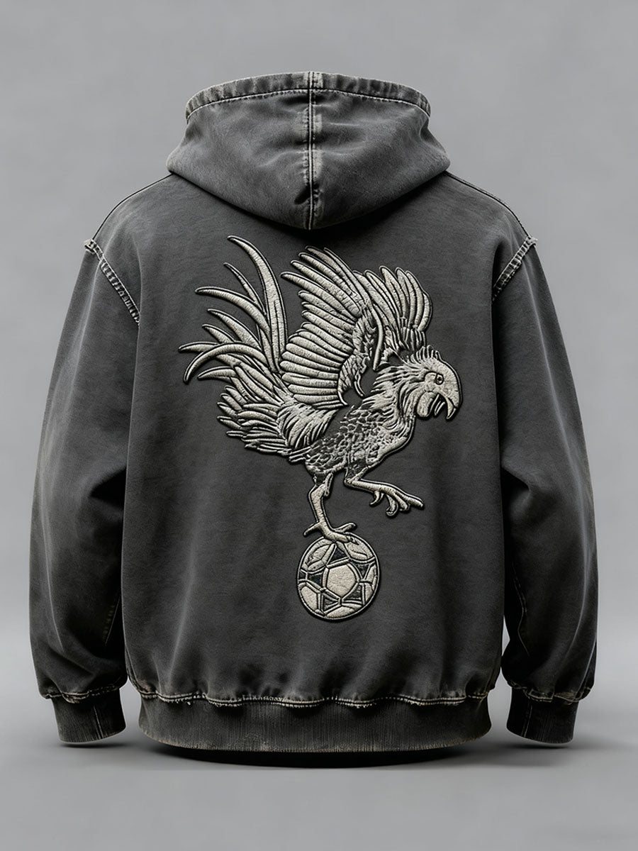Chandail à capuchon surdimensionné avec poches Drapeau Français Le Coq Gaulois Homme