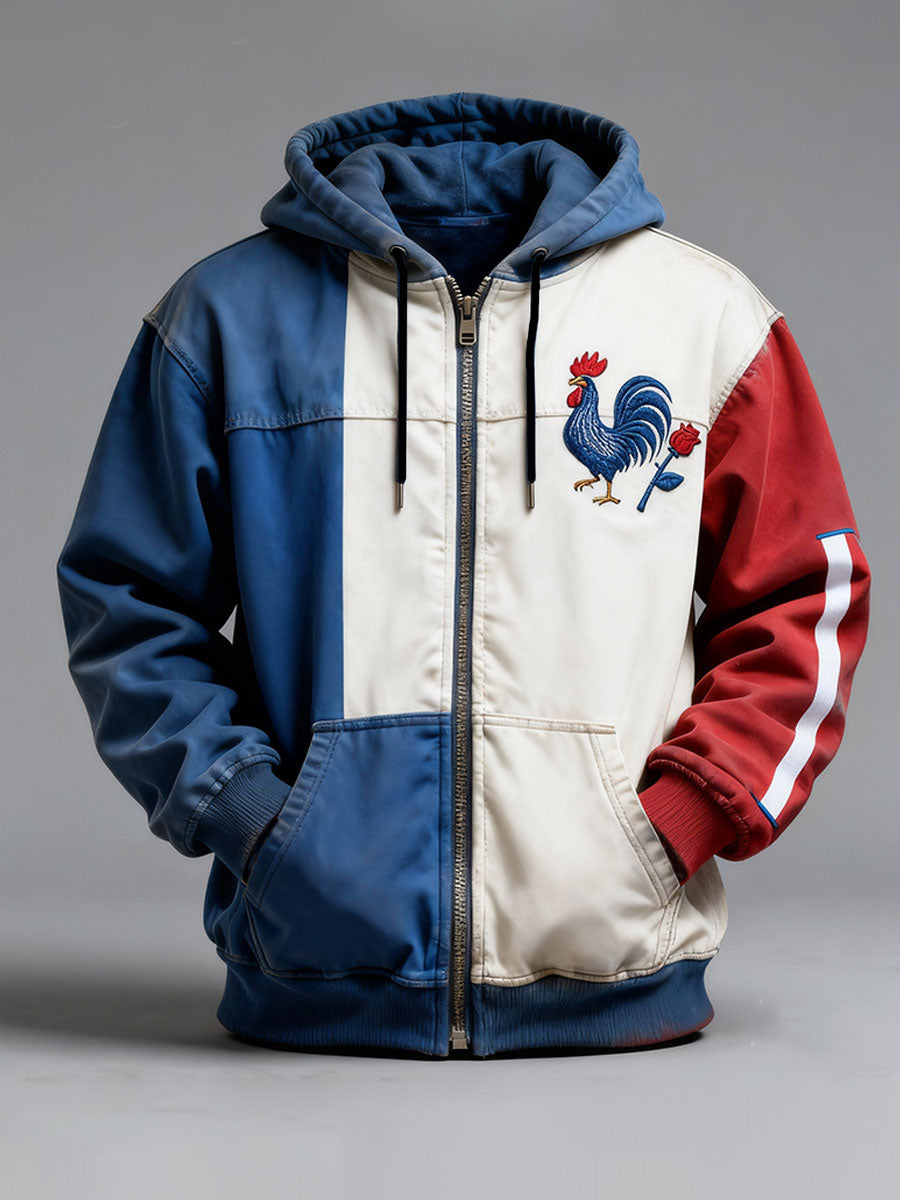 Chandail à capuchon Drapeau Français Le Coq Gaulois Homme