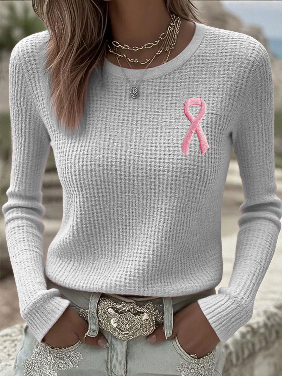 Women's Breast Cancer Awareness Pink Ribbon T-Shirts à manches longues
