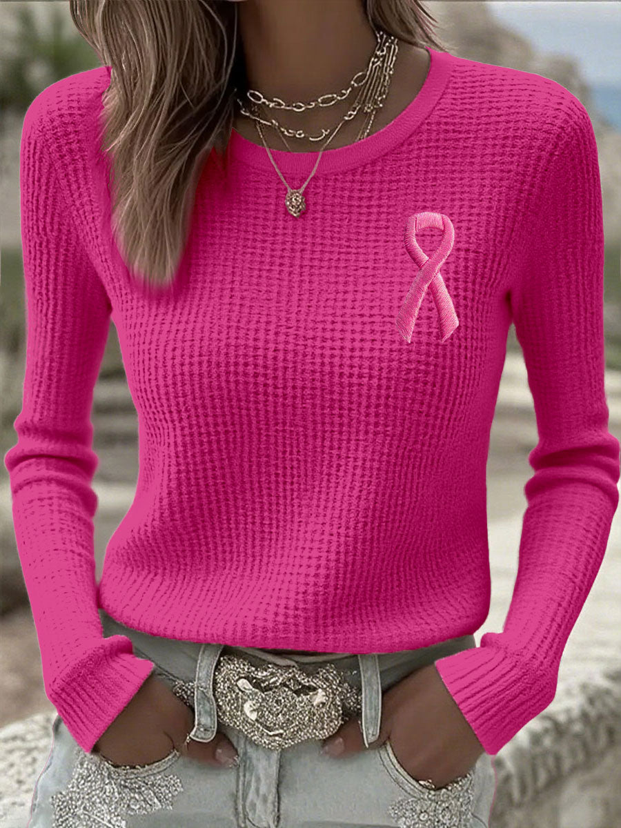 Women's Breast Cancer Awareness Pink Ribbon T-Shirts à manches longues