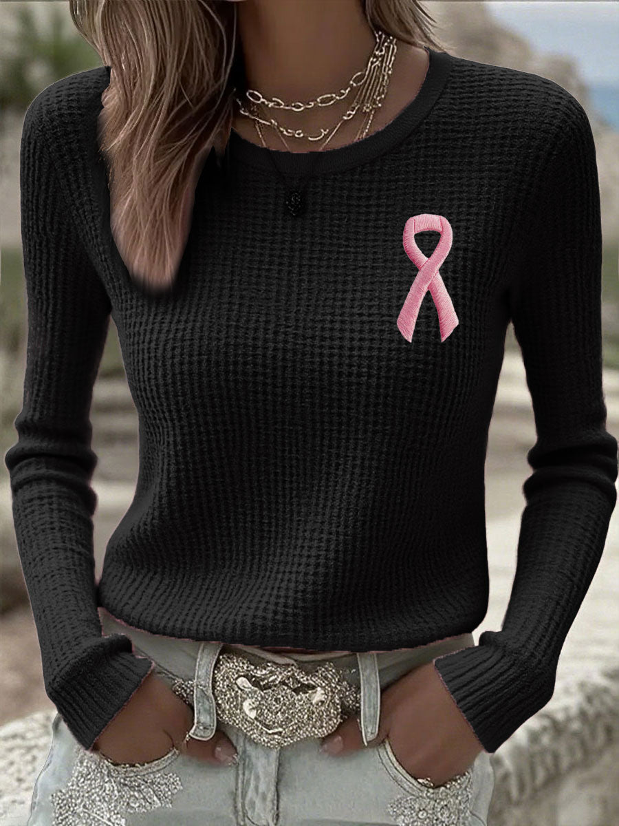 Women's Breast Cancer Awareness Pink Ribbon T-Shirts à manches longues