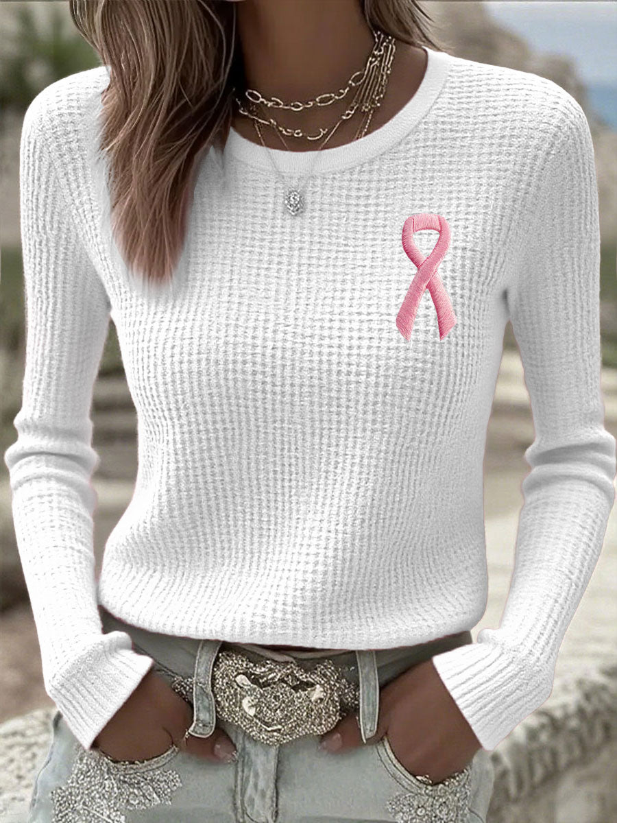 Women's Breast Cancer Awareness Pink Ribbon T-Shirts à manches longues