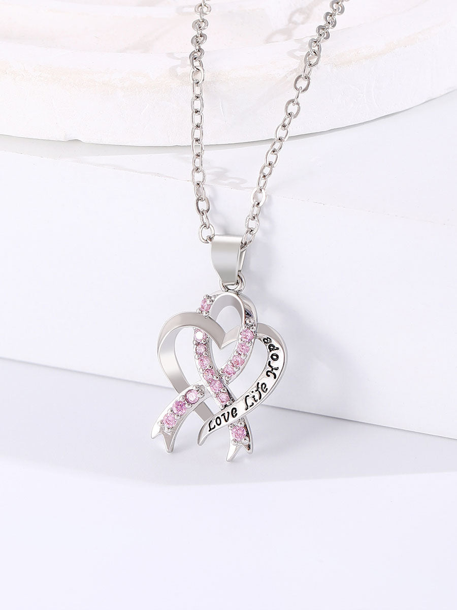 Sensibilisation au cancer du sein des femmes Collier ruban rose