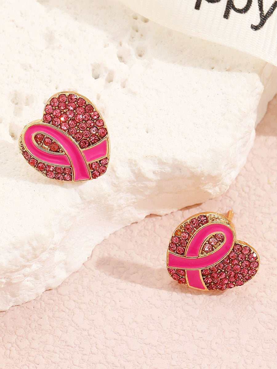 Boucles d'Oreilles Femme Ruban Rose Sensibilisation au Cancer du Sein