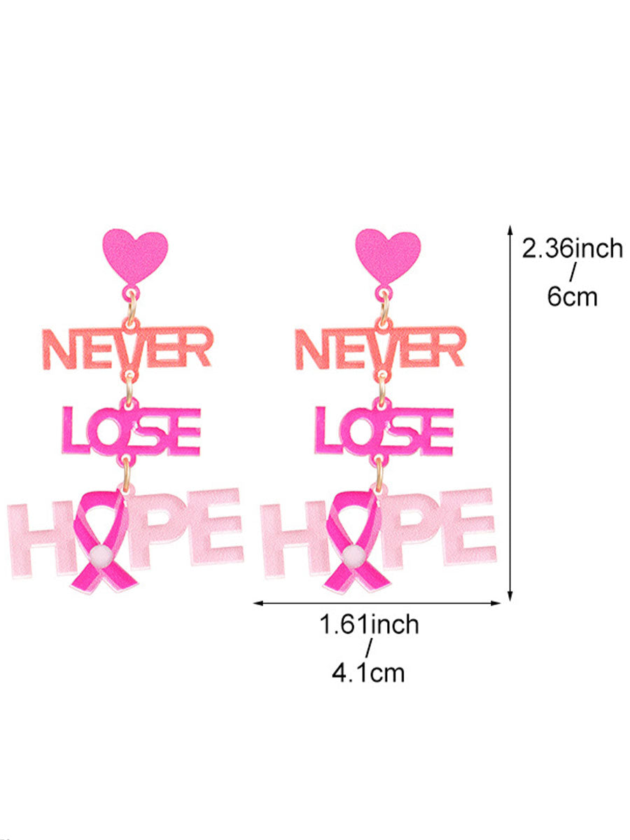 Boucles d'Oreilles Femme Ruban Rose Sensibilisation au Cancer du Sein