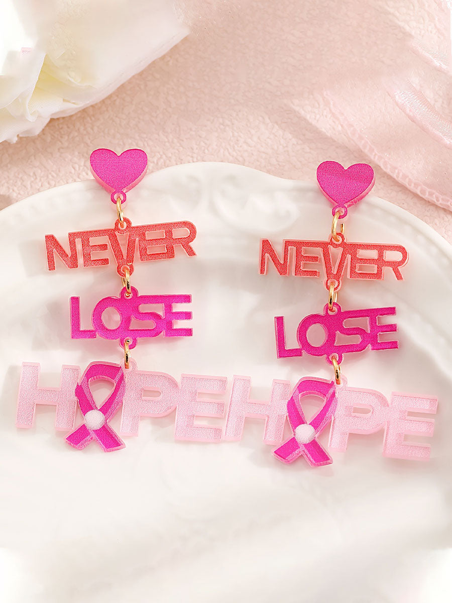 Boucles d'Oreilles Femme Ruban Rose Sensibilisation au Cancer du Sein