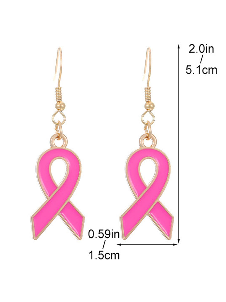 Boucles d'Oreilles Femme Ruban Rose Sensibilisation au Cancer du Sein