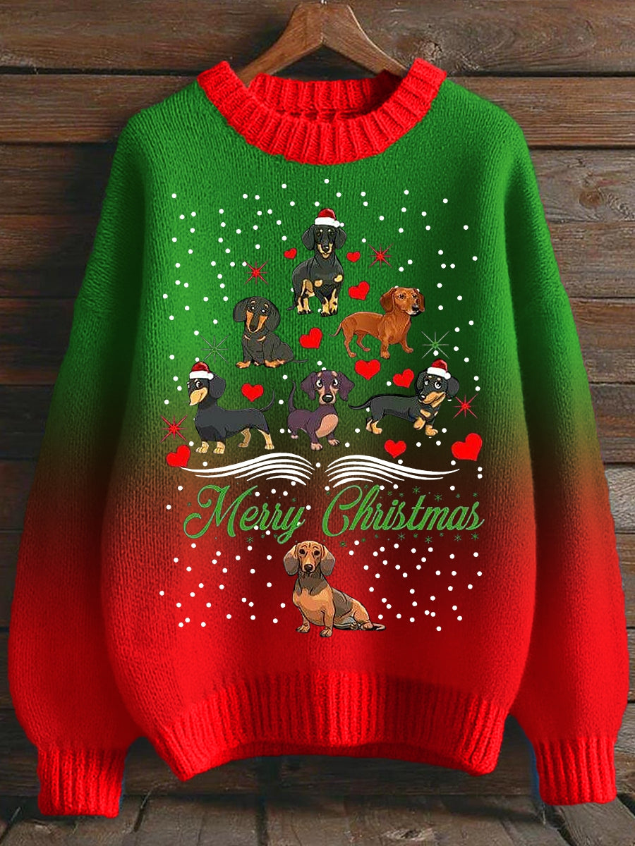 Teckel de Noël des femmes de Noël Arbre ras du cou Gradient Pull