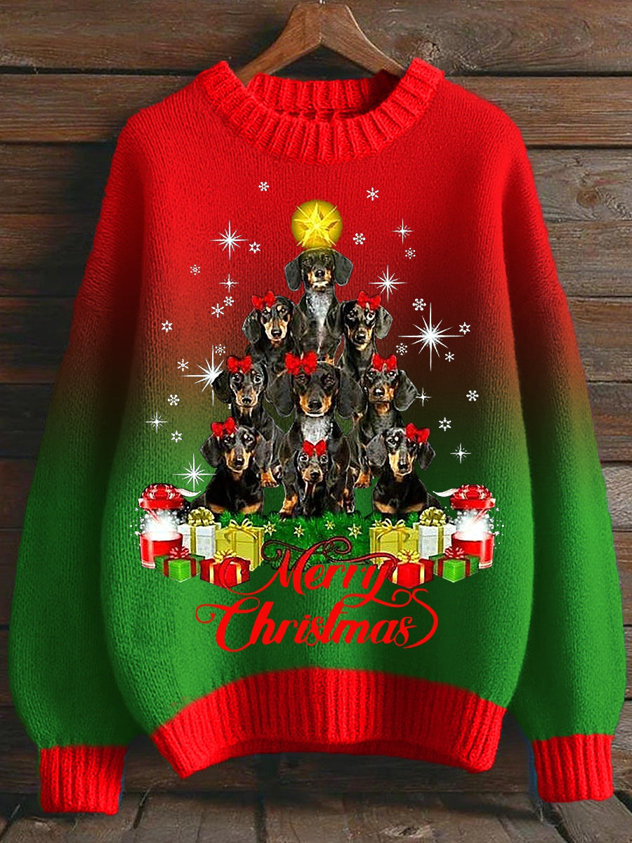 Teckel de Noël des femmes de Noël Arbre ras du cou Gradient Pull