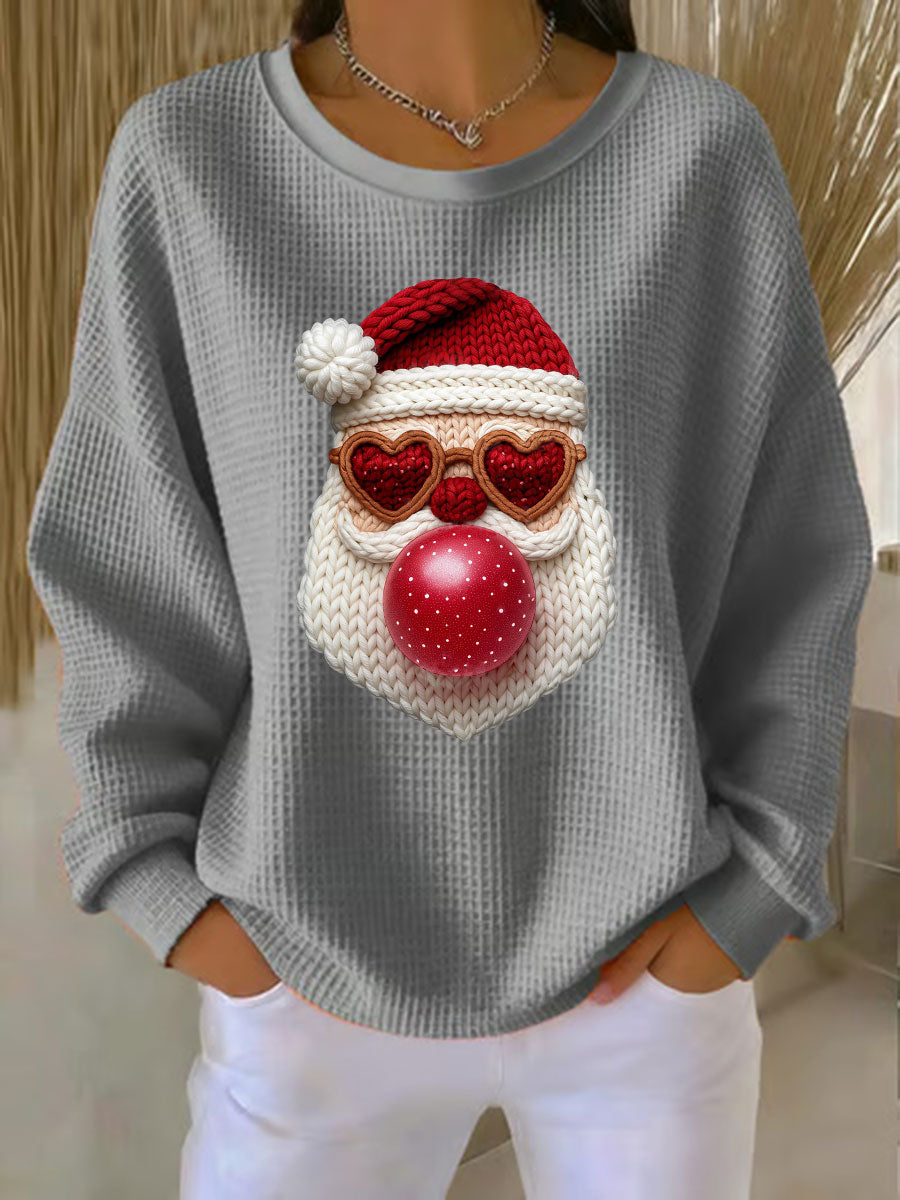 Top décontracté imprimé gaufré Santa Femme